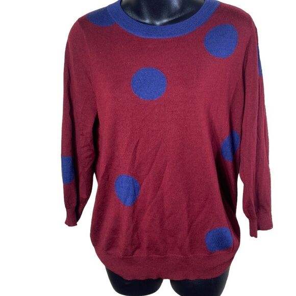 J. Crew large merino wool polka dot pullover sweater - Picture 1 of 5